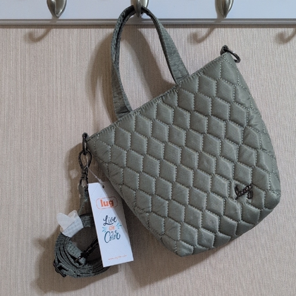 Lug Sage Green Tip Toe Tote Bag with Removable Crossbody Strap